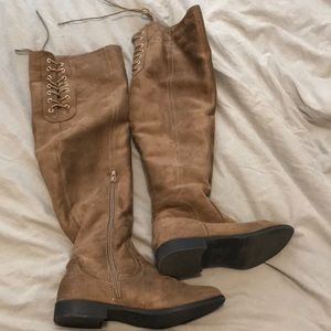Taupe OTK boots.